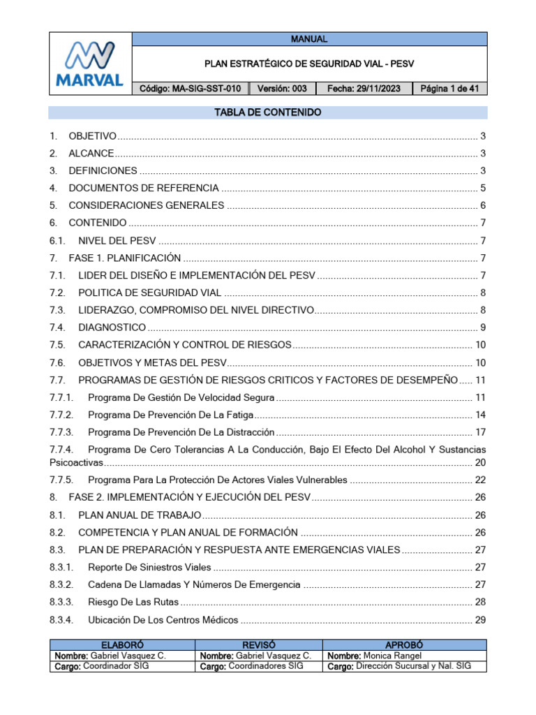 Manual de Plan Estratégico de Seguridad Vial | PDF | Accidente de ...