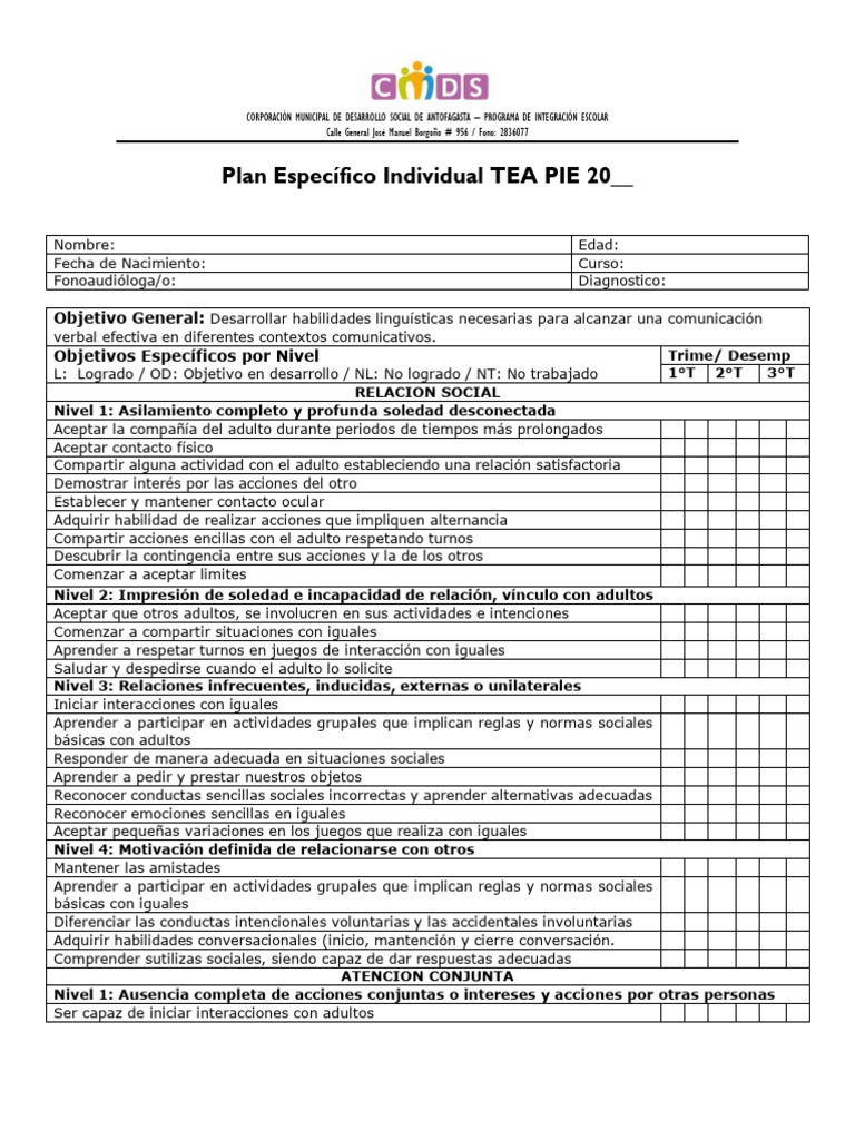 Plan de Intervencion de Tea | Descargar gratis PDF | Aprendizaje | Las ...