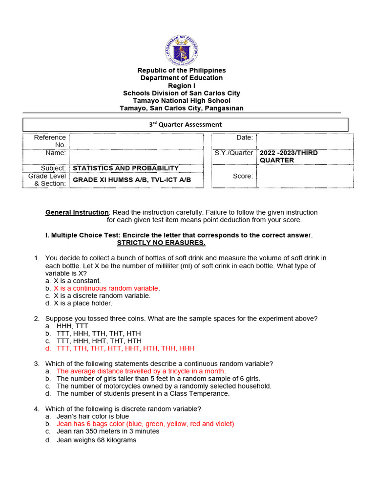 Sampling Distribution of Quiz Scores | PDF | Mean | Variance