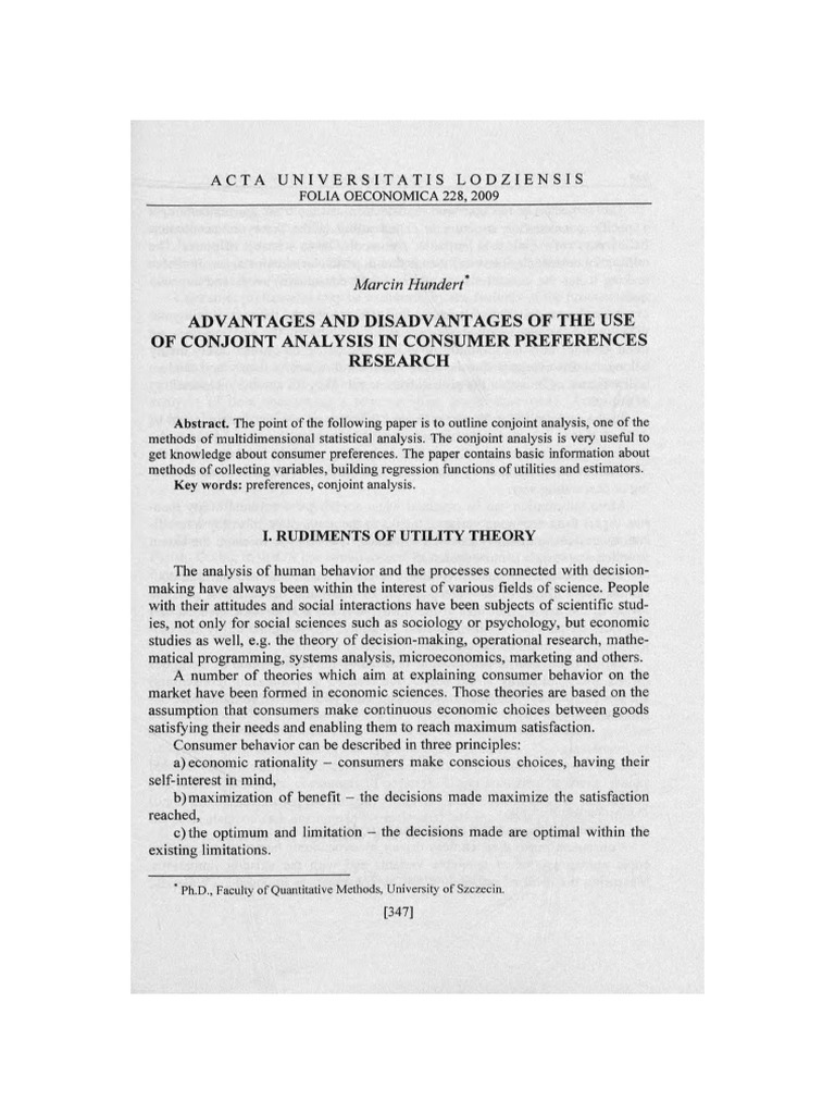 Conjoint Analysis in Consumer Research | PDF | Utility | Regression ...