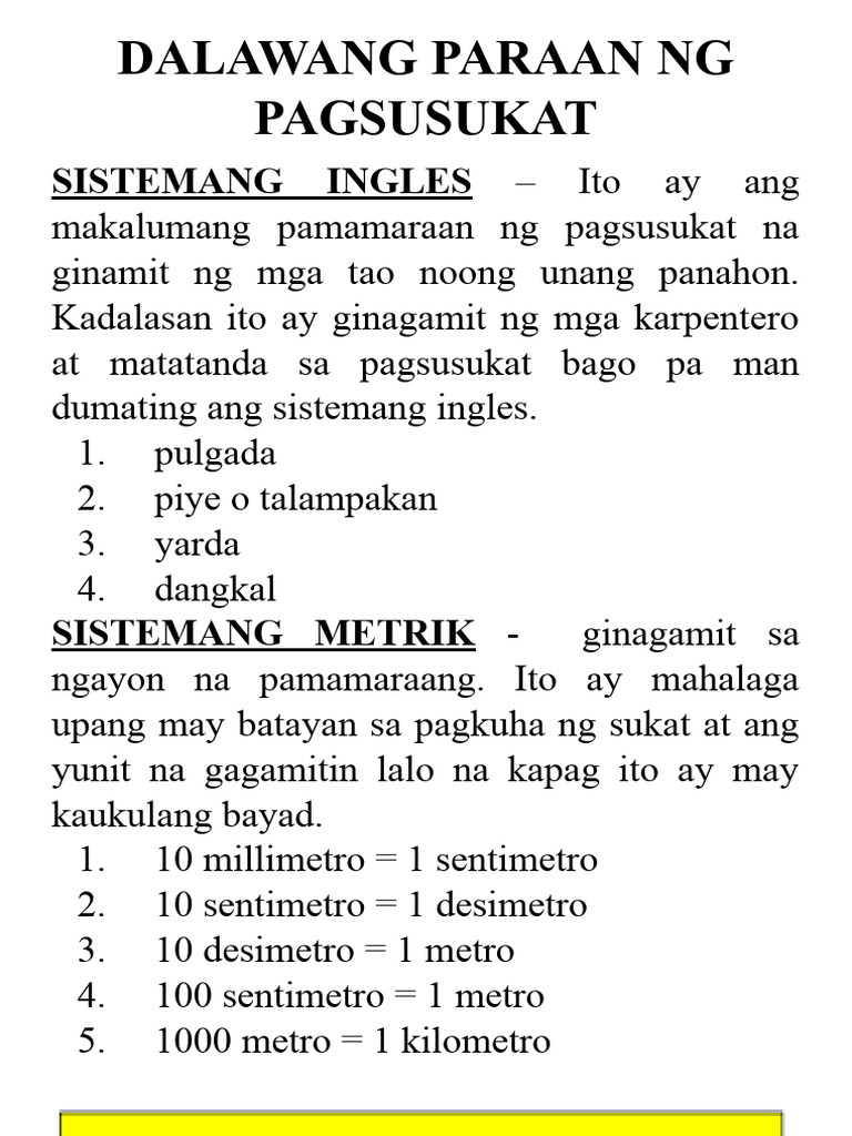 Dalawang Paraan NG Pagsusukat | PDF