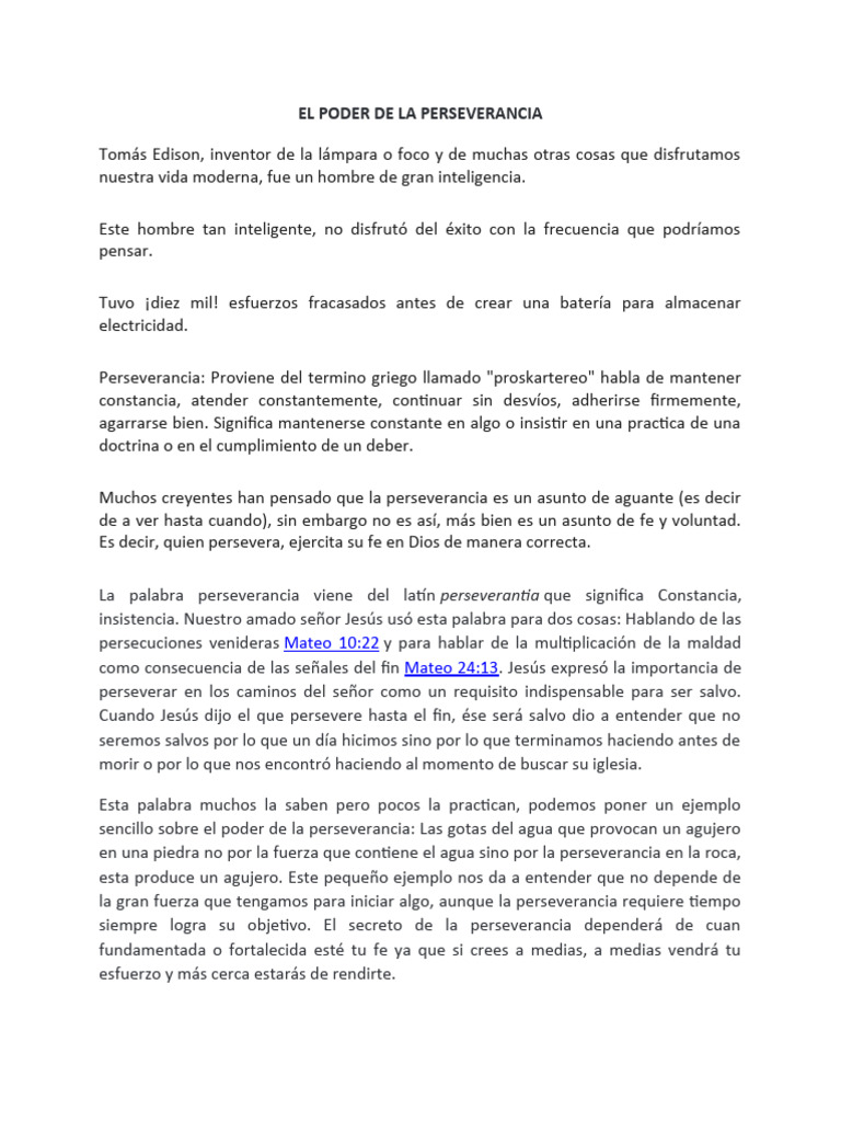 El Poder de La Perseverancia | PDF | Fe | Pablo el apóstol