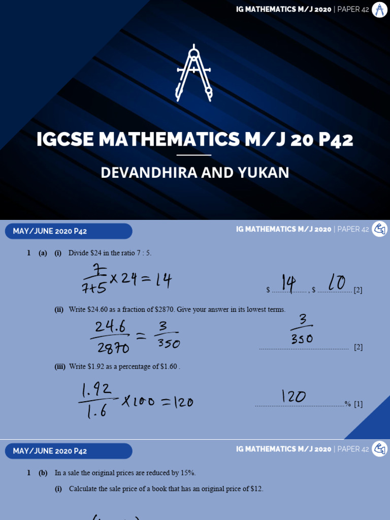 IGCSE Mathematics Paper 42 M/J 2020 | PDF | Sphere | Volume