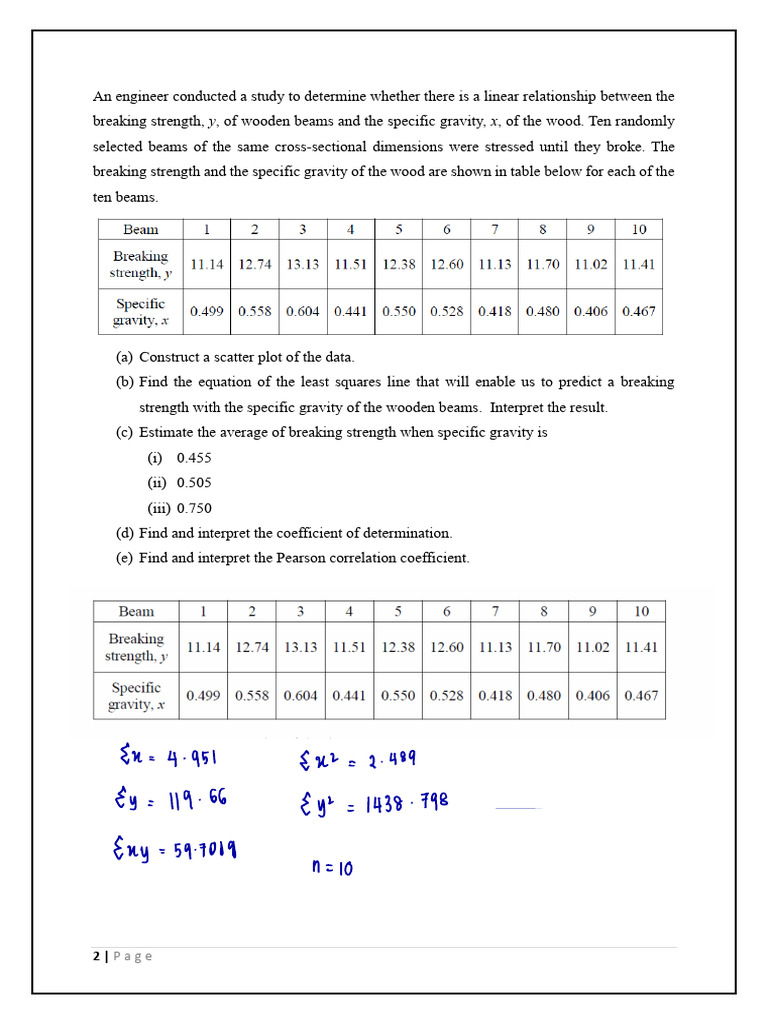 Linear Relationship of Wood Strength and Gravity | PDF | Statistics ...