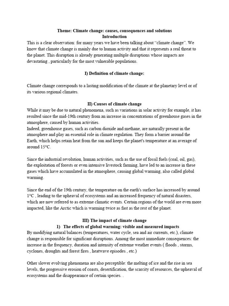 Climate Change: Causes, Impacts, Solutions | PDF | Climate Change | Climate