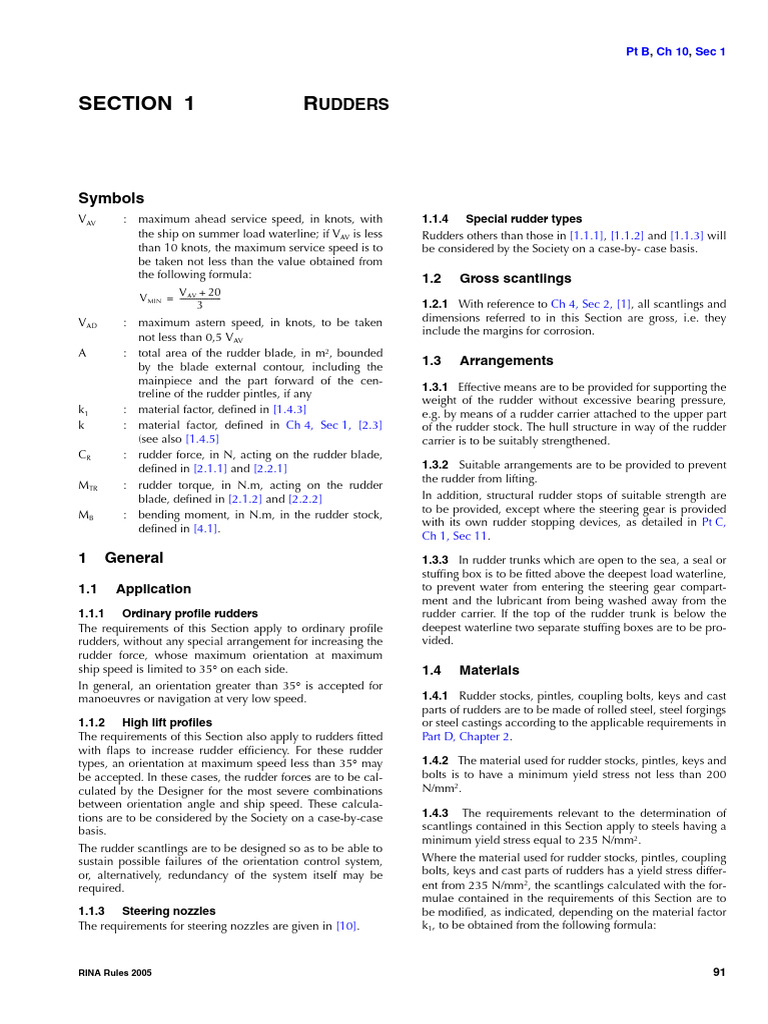 RINA 2005 Rudder Design Specifications | PDF | Welding | Construction