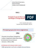 Aula 2 - Principais Grupos de Micro-Organismos - Morfologia e Citologia Bacteriana