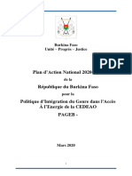 National Action Plan On Policy For Gender and Energy Burkina Faso
