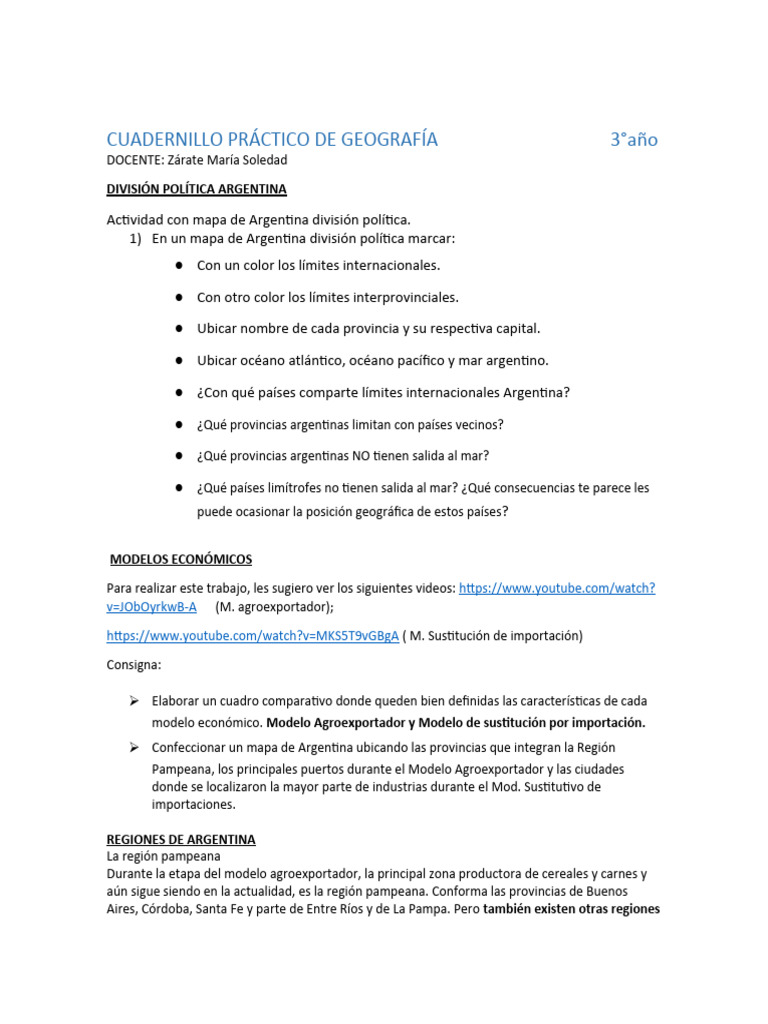 Cuadernillo Práctico de Geografía 3 | PDF | Suelo | Agricultura