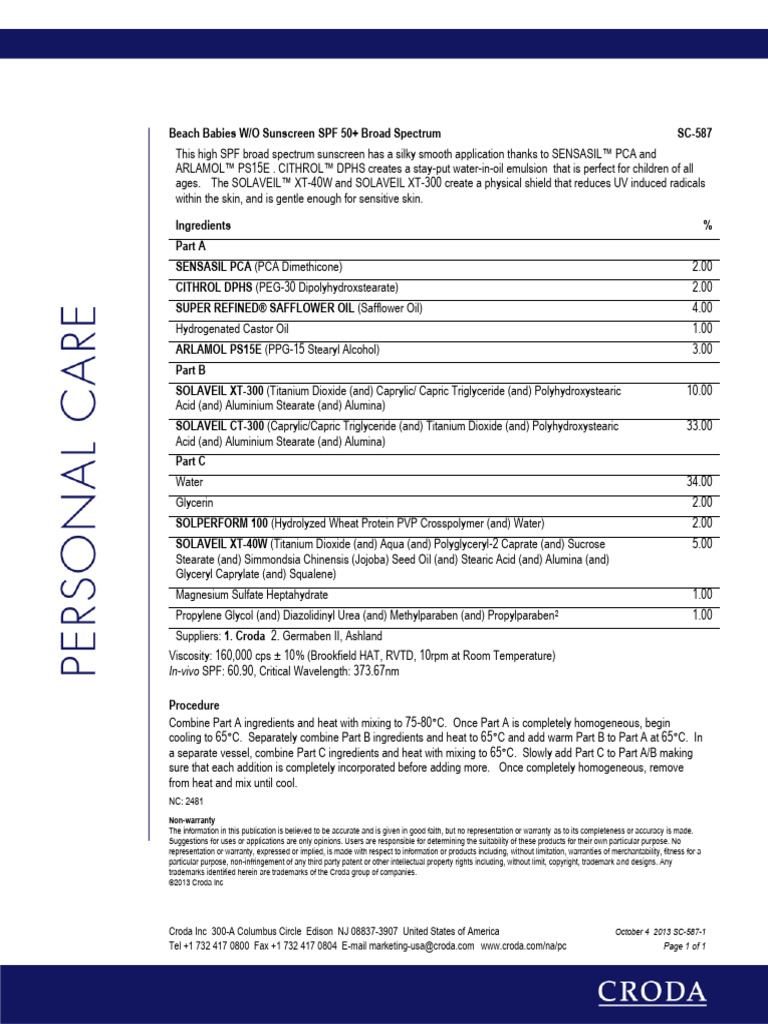 Beach Babies WO Sunscreen SPF50+ SC-587-1 | PDF | Sunscreen | Chemical ...