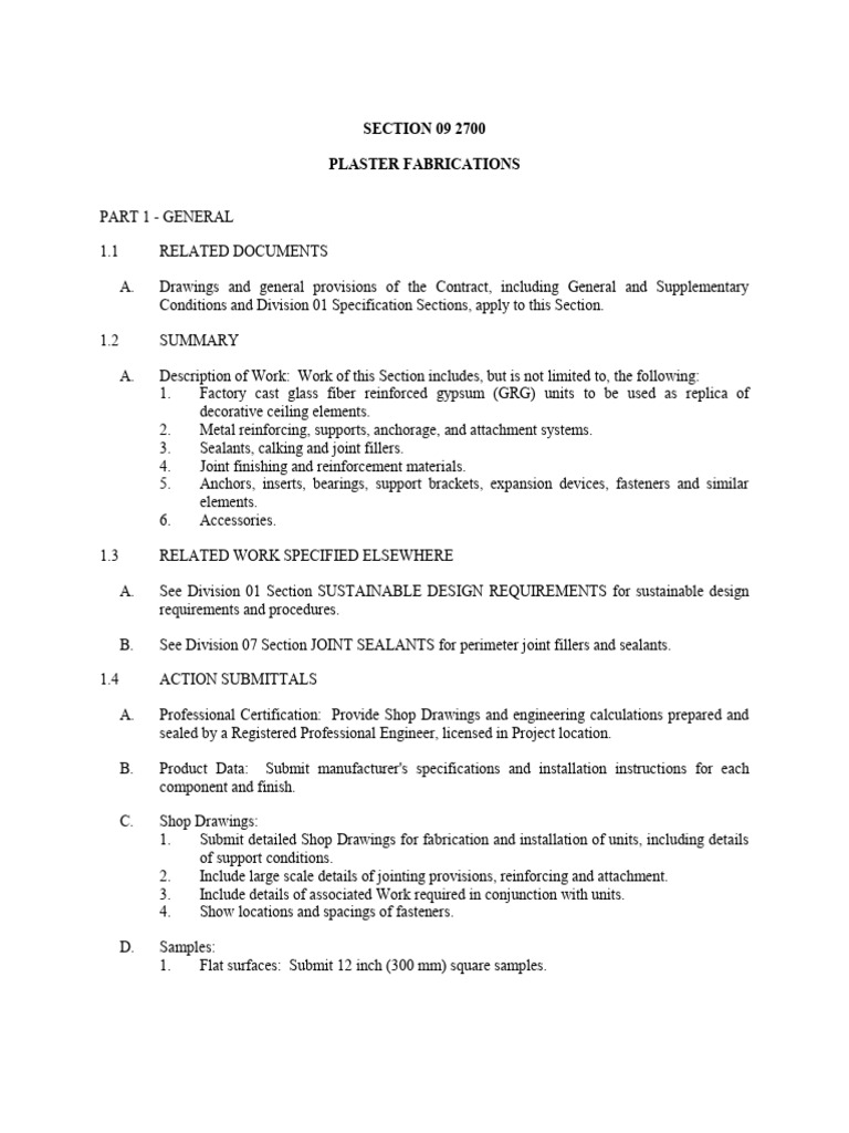 Plaster Fabrications and Requirements | PDF | Building Engineering