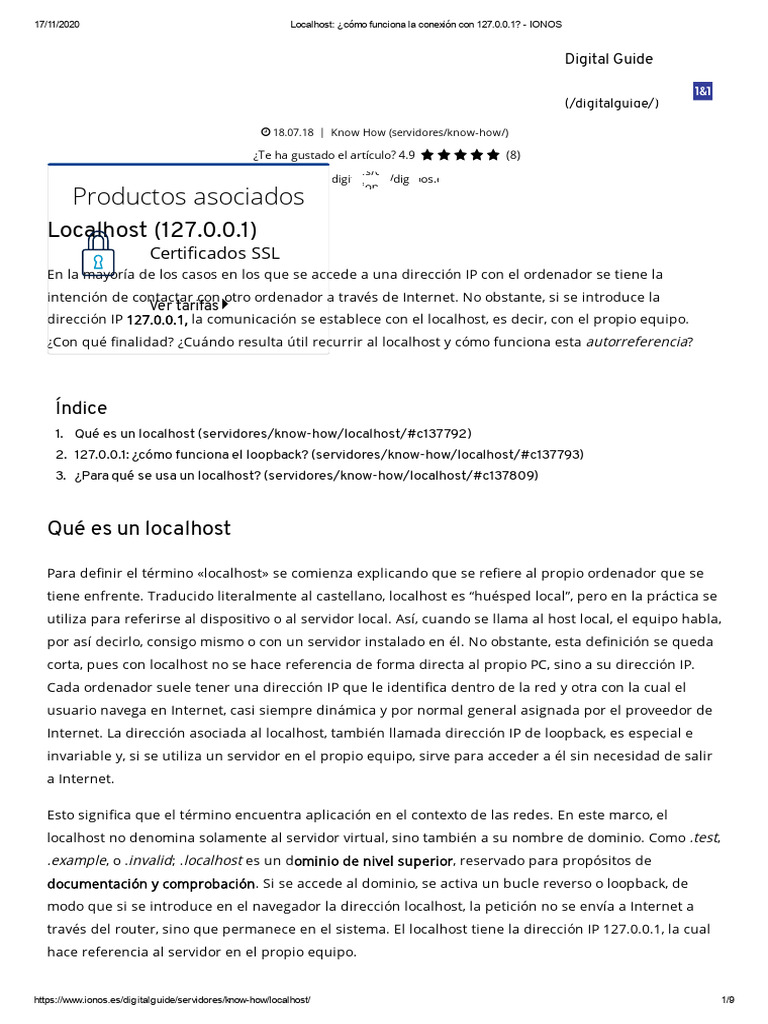 Localhost c mo funciona la conexi n con 127 0 0 1 pdf protocolos