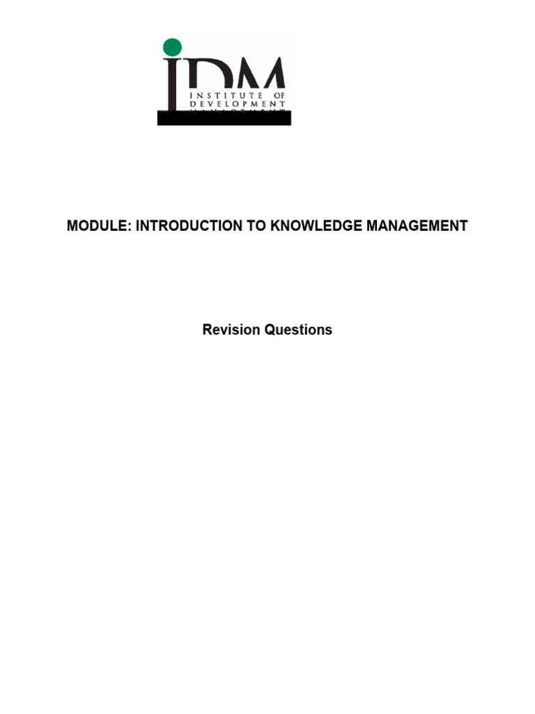 KM Revision Questions 2021 | PDF