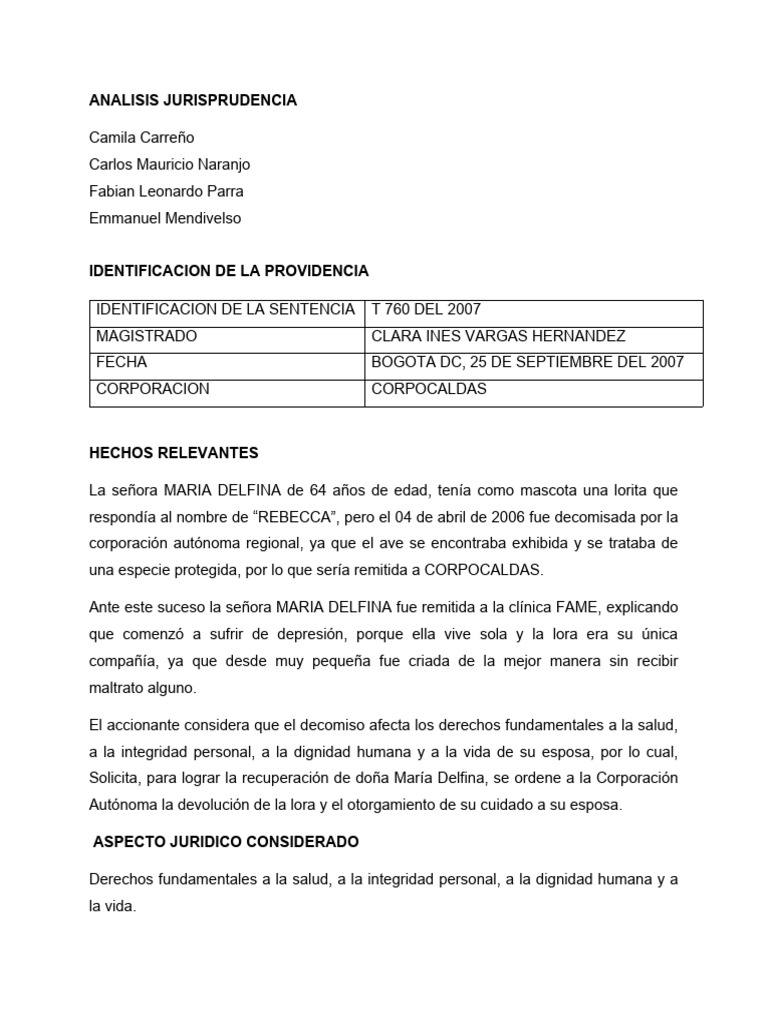 Analisis Sentencia T-760 de 2007 | PDF | Propiedad | Estado (política)