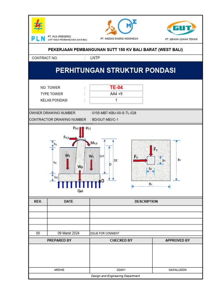 Perhitungan Pondasi Tower SUTT 150 KV | PDF