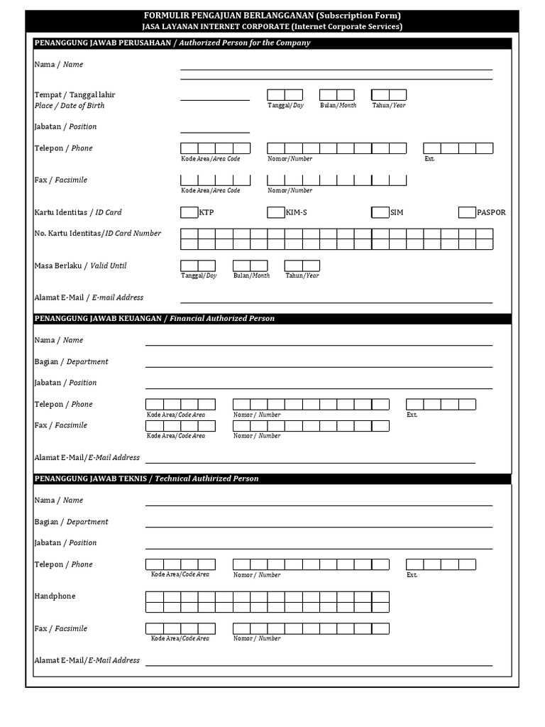 Corporate Internet Service Form | PDF