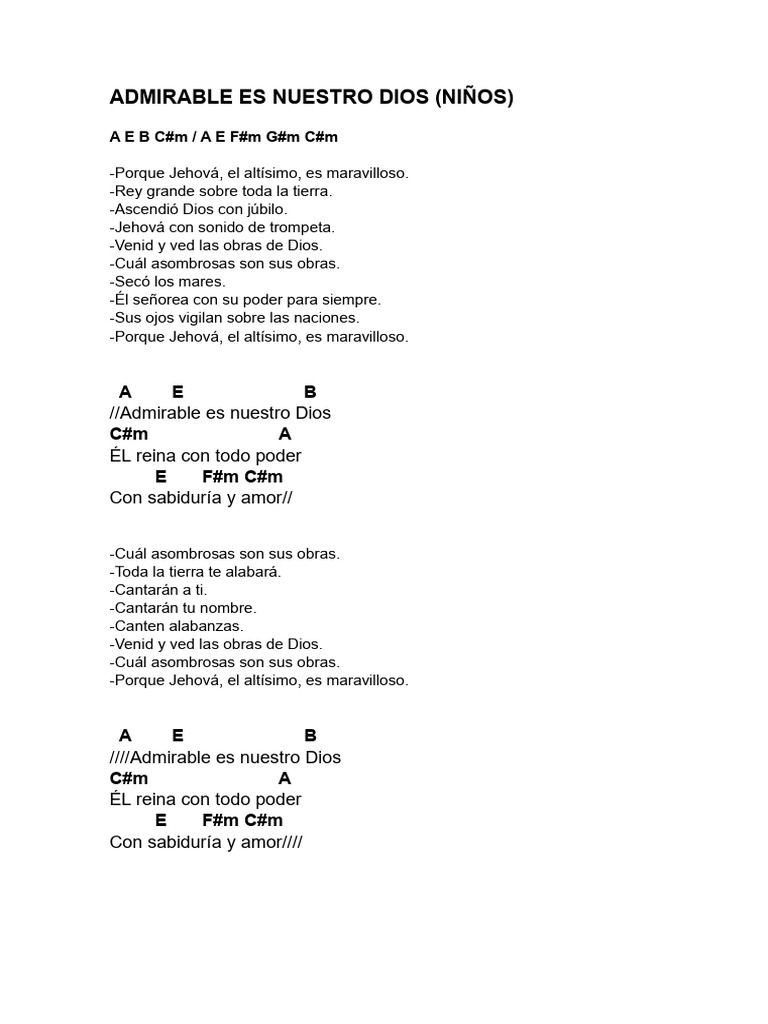 Admirable es Nuestro Dios | PDF