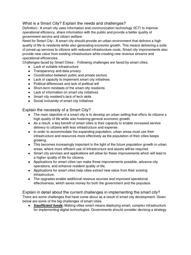 Smart City Needs, Challenges, and Benefits | PDF | Internet Of Things ...