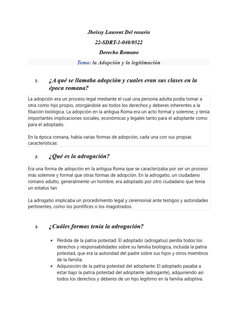 Adopción y Adrogación en la Antigua Roma | PDF | Adopción | Matrimonio