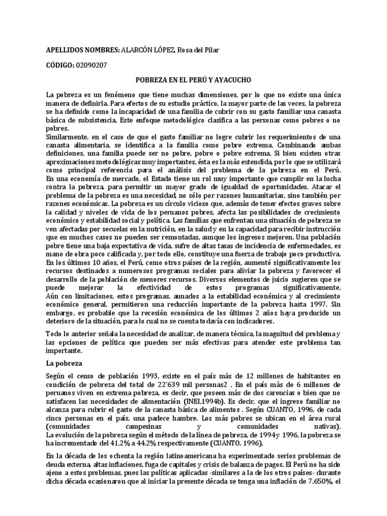 Pobreza en El Peru y Ayacucho | PDF | Pobreza | Pobreza e indigencia