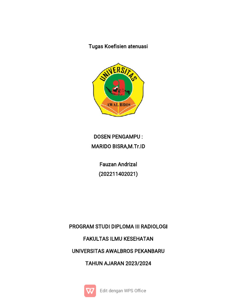 Tugas Koefisien Atenuasi | PDF