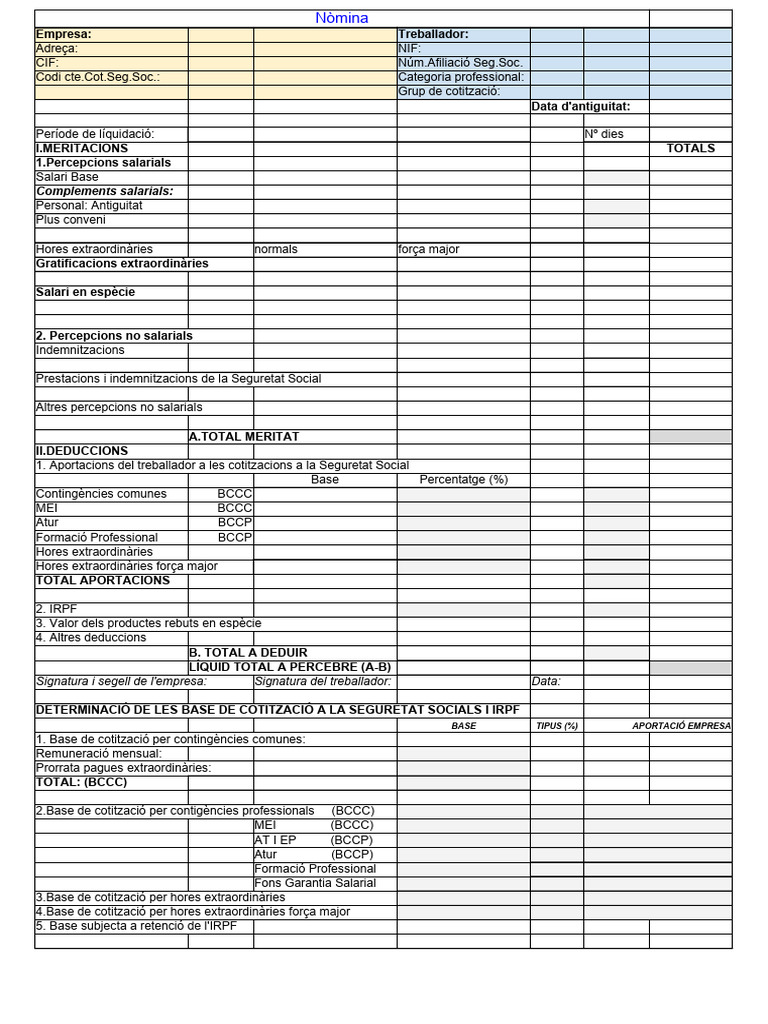 hoja de nomina | PDF