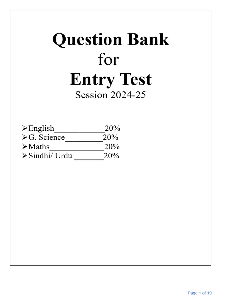 QuestionBankforEntryTest202425 PDF Rectangle