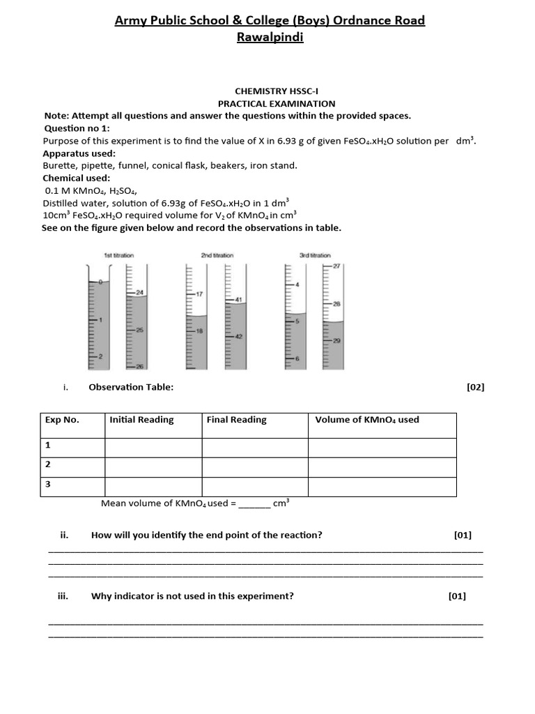 Pba Updated 2024 Hssc Pdf Titration Chemistry