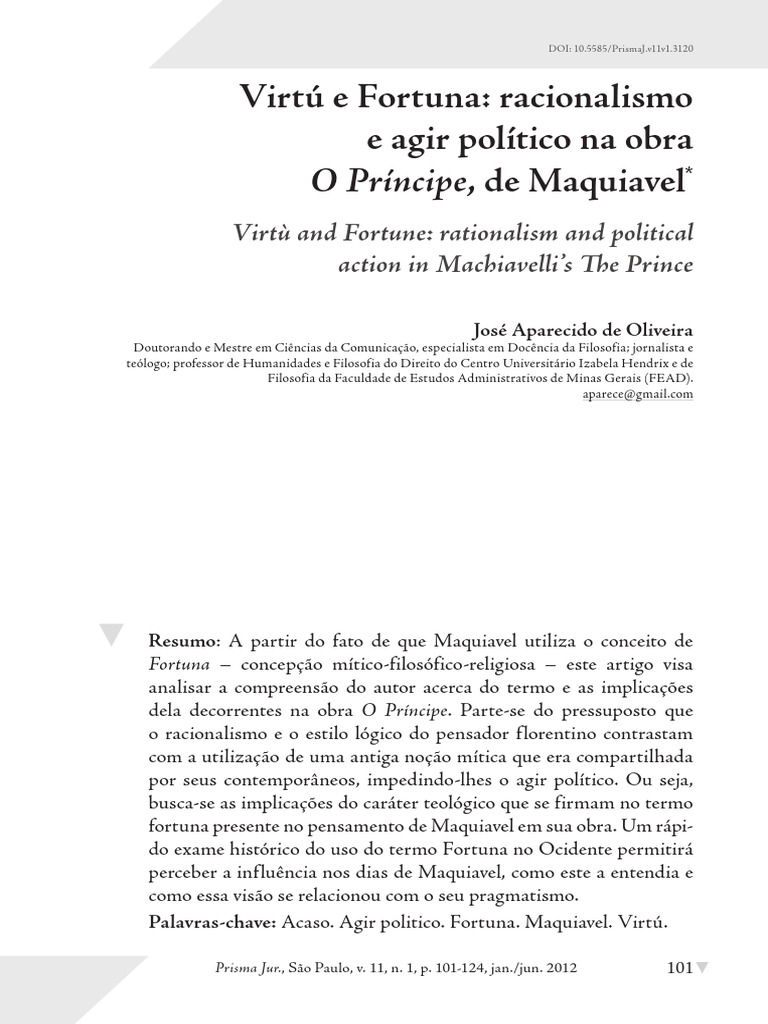 Fortuna e Racionalismo em Maquiavel | PDF | O Príncipe | Nicolau Maquiavel