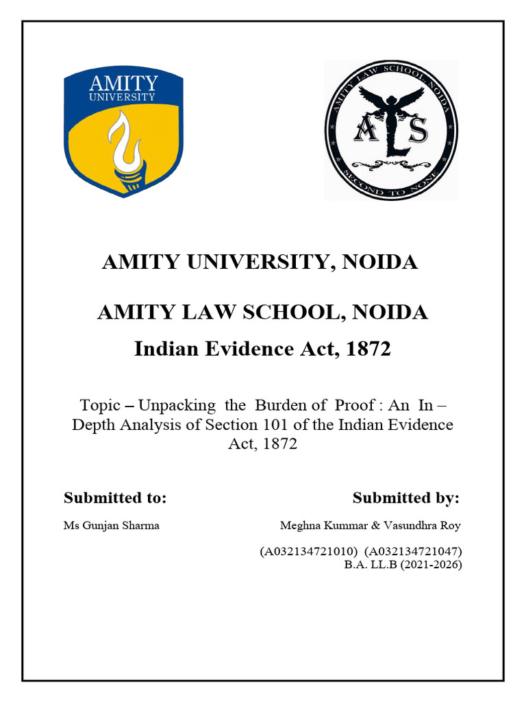 Burden of Proof in Indian Evidence Act | PDF | Burden Of Proof (Law ...
