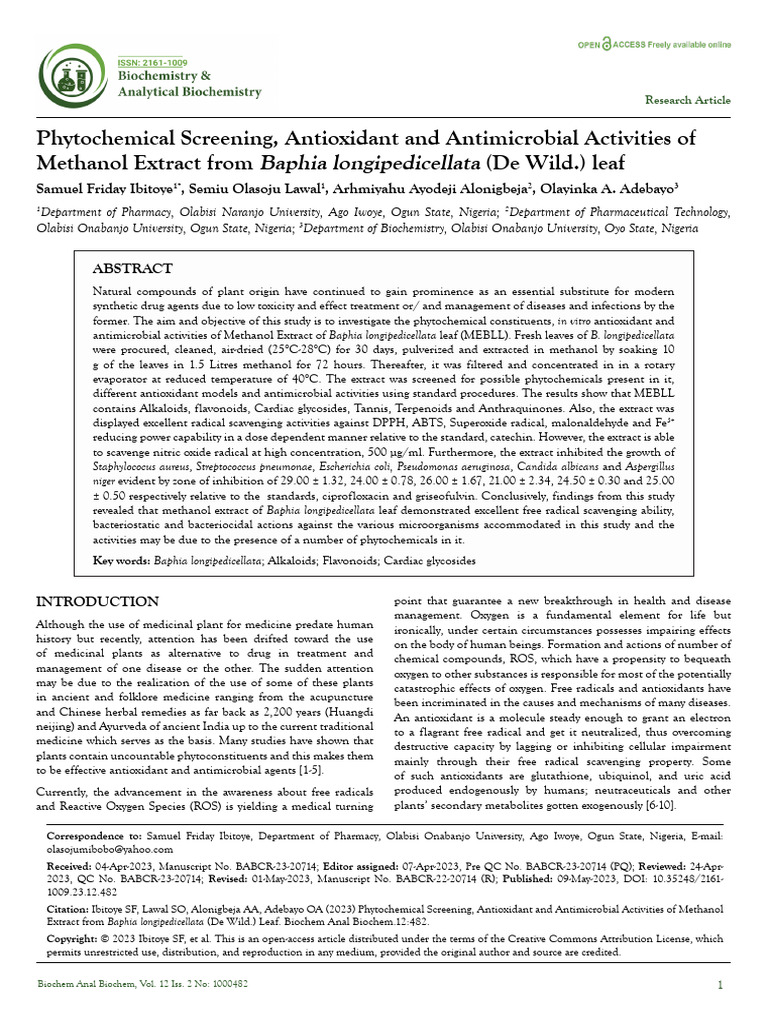 Phytochemical Screening Antioxidant and Antimicrobial Activities of ...