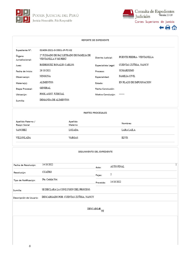 Cej consulta de expedientes judiciales detalle de la busqueda de