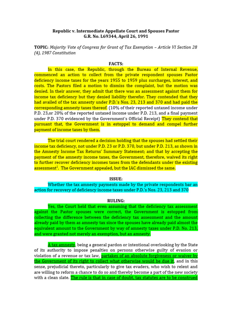 Republic v. IAC and Pastor | PDF | Taxes | Tax Evasion