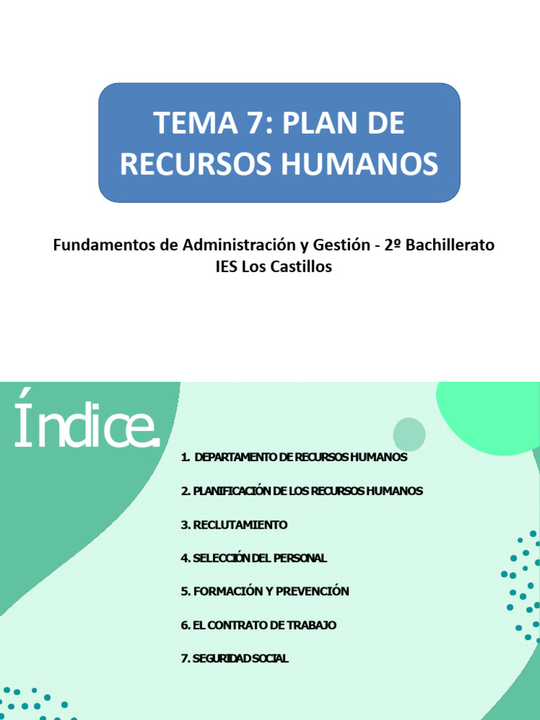 Ud 7. Plan de Recursos Humanos | PDF | Gestión de recursos humanos ...