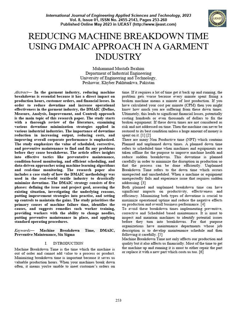 Reducing Machine Downtime in Garment Industry | PDF | Six Sigma ...