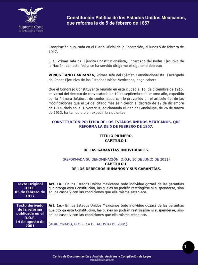 CPEUM-001 | PDF | Justicia | Crimen y violencia