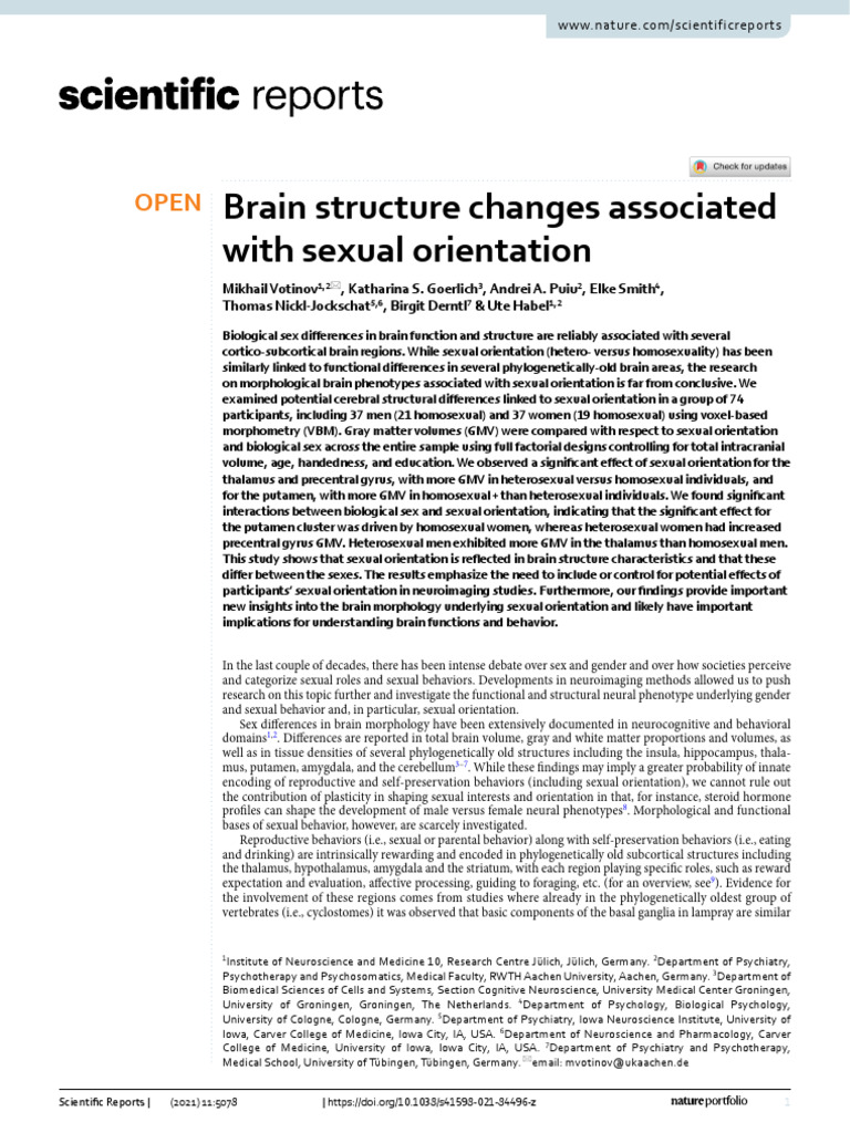 Brain Structure Changes Associated With Sexual Orientation | PDF ...