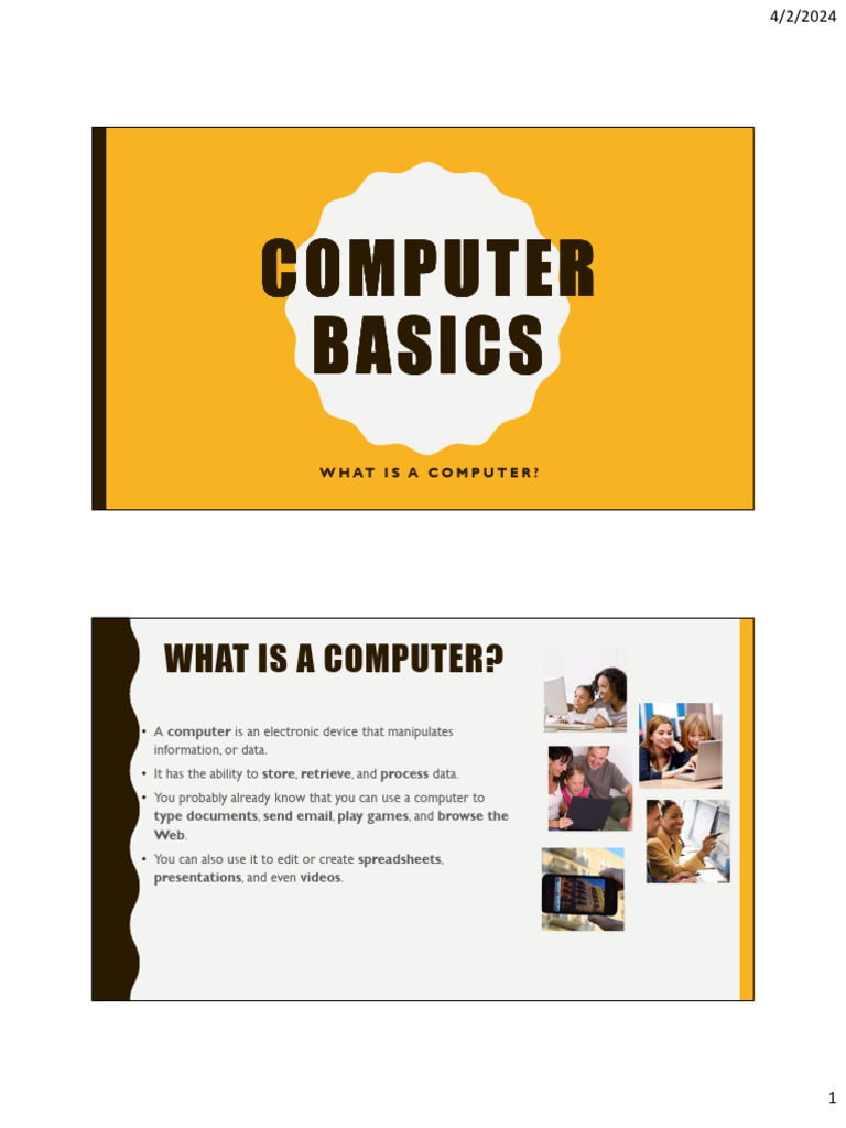 Computer Basics - What is a Computer - PowerPoint | PDF | Laptop ...