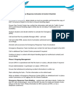 Emergency Response Activation Control Checklist