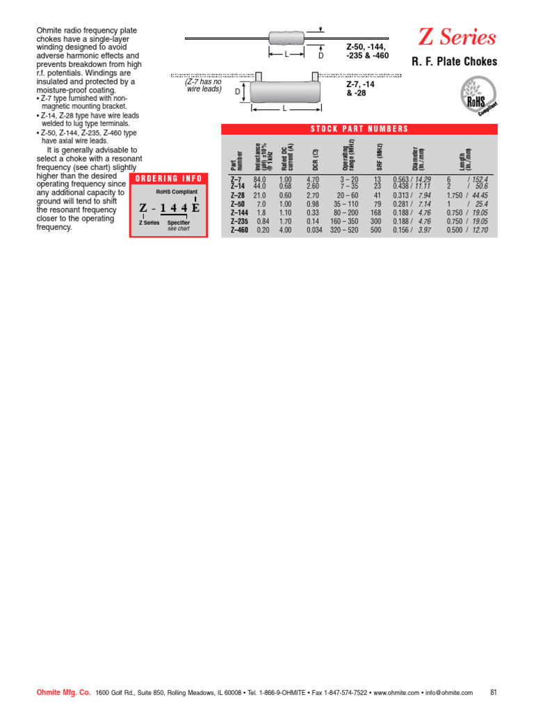 Z50chokes PDF Electrical Components Manufactured Goods