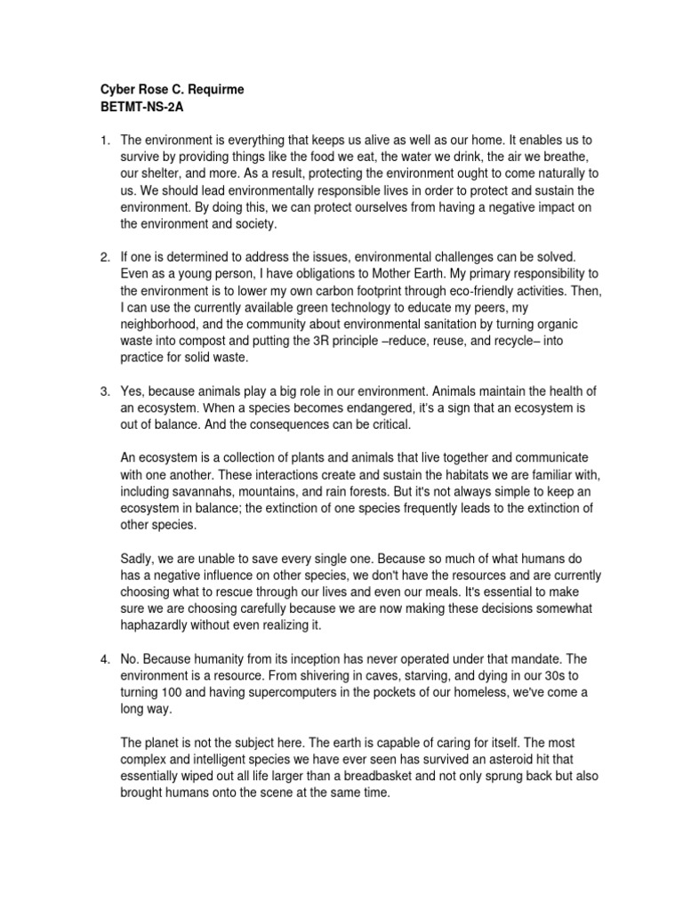 Requirme - Assignment No.1 | PDF | Natural Environment | Ecosystem
