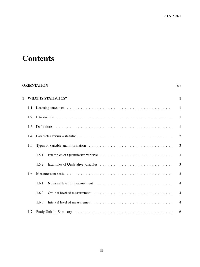 STA1501 Study Guide | PDF | Level Of Measurement | Statistics