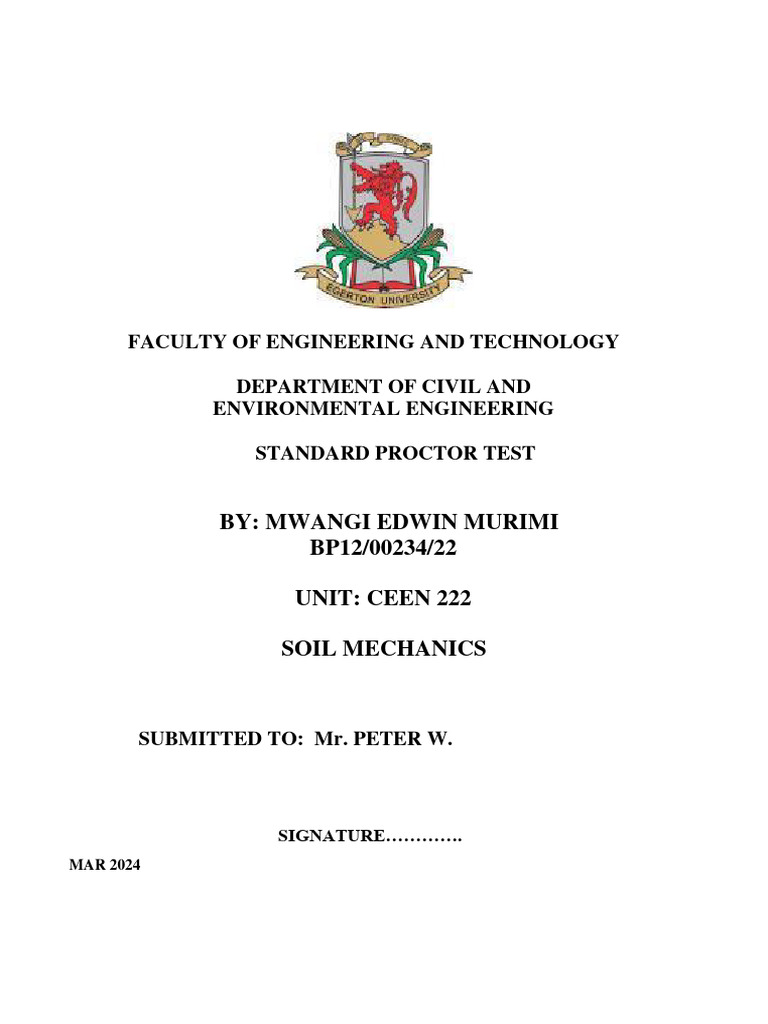 Standard Proctor Test | PDF | Applied And Interdisciplinary Physics ...