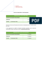 Costos de Maestrias y Especialidades 2024