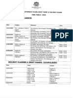 Intervention Timetable