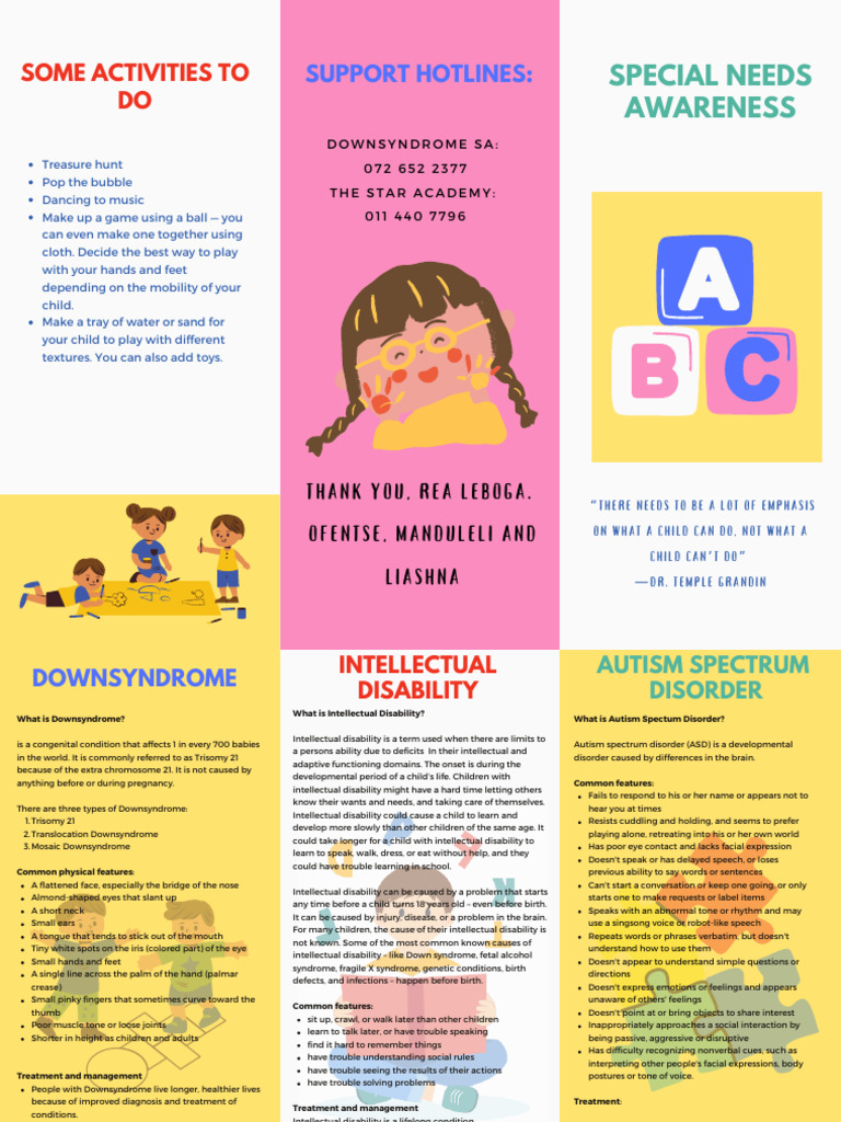 Refeng Sebaka Flyer For Psychoeducation | PDF | Down Syndrome | Autism ...