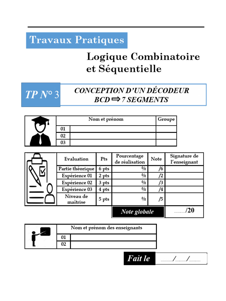 Conception d'un décodeur BCD 7 segments | PDF | Décimal codé binaire