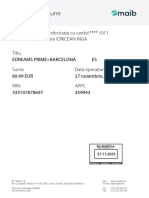 Detalii Operațiune: Titularul Cardului Este IDRICEAN INGA Operațiunea A Fost Efectuata Cu Cardul 1011