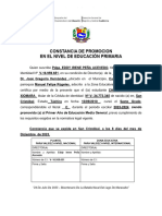 Constancia de Prosecución Entre Grados Del Nivel de Educación Primaria Formato