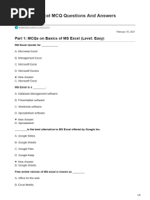 Top 35 MS Excel MCQ Questions and Answers Updated
